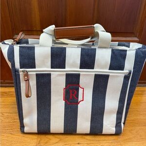 Mark & Graham Navy and Cream Striped Tote Bag